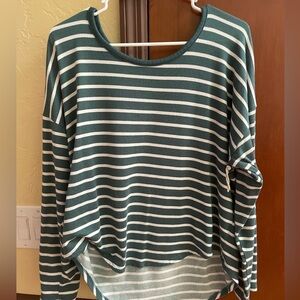 Green/White simple striped long sleeve shirt